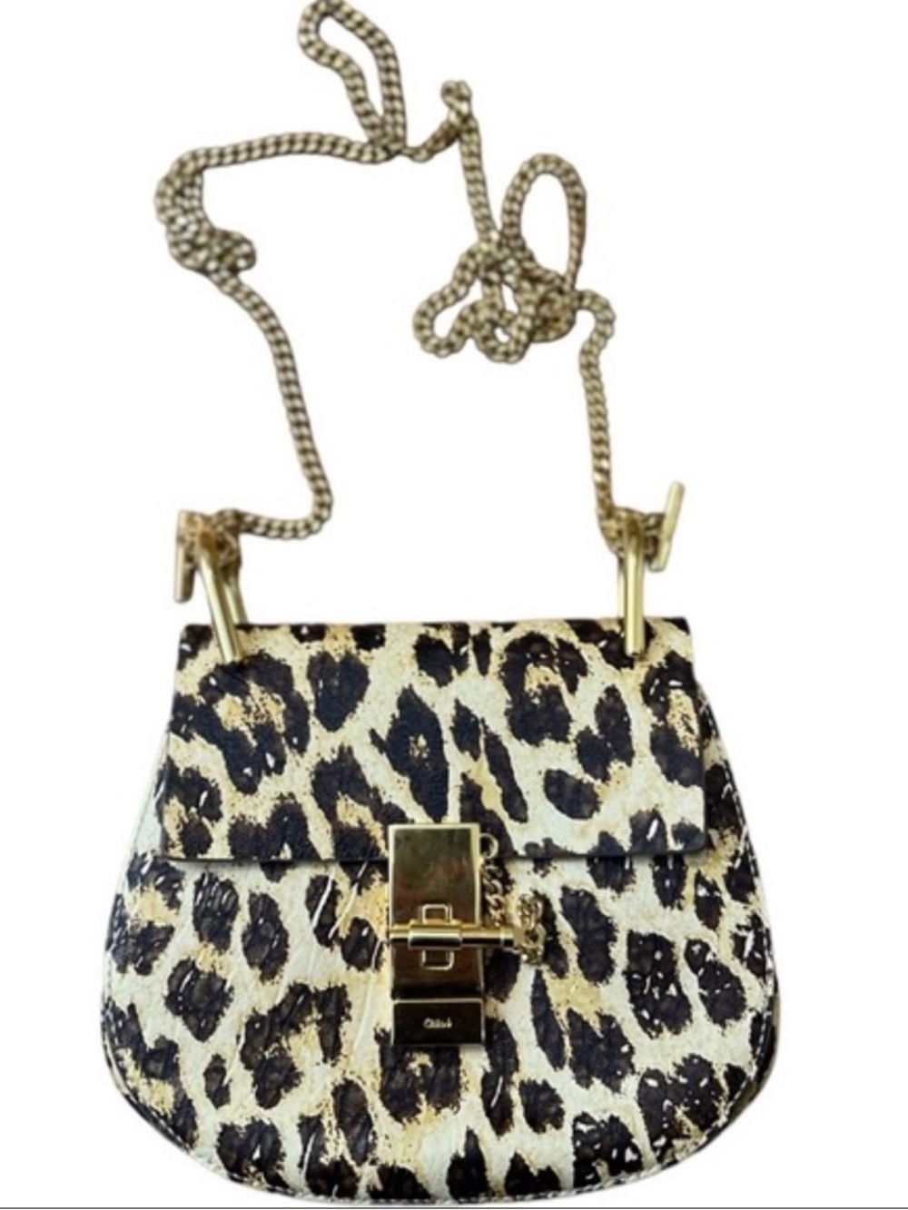 Chloé Neutral leopard print Drew leather shoulder bag - Picture 2 of 7